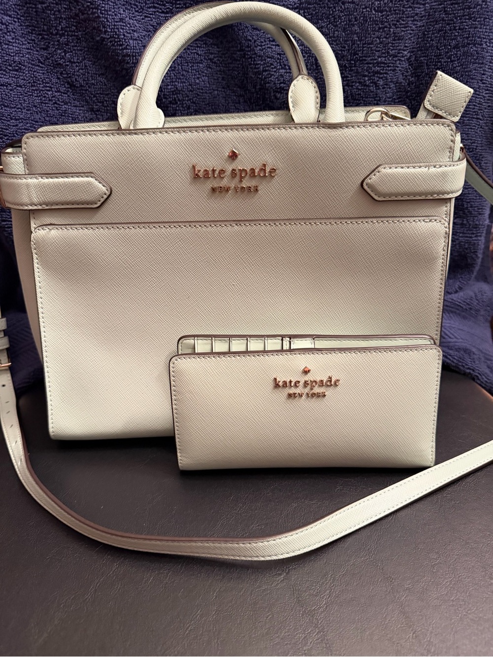kate spade Cream Saffiano Leather Satchel with Matching Wallet